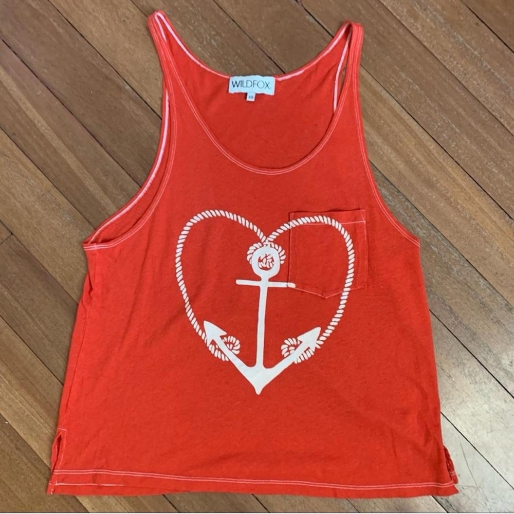 Wildfox Red Heart Rope Anchor Tank Top size xs